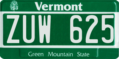 VT license plate ZUW625