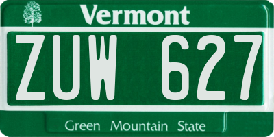 VT license plate ZUW627