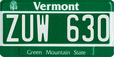 VT license plate ZUW630
