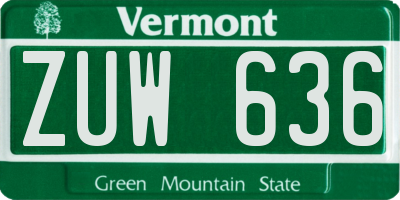 VT license plate ZUW636