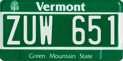 VT license plate ZUW651
