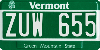VT license plate ZUW655