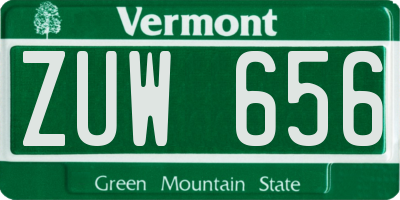 VT license plate ZUW656