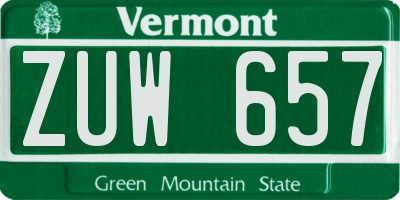 VT license plate ZUW657