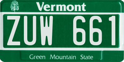VT license plate ZUW661
