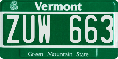 VT license plate ZUW663