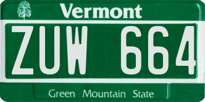 VT license plate ZUW664