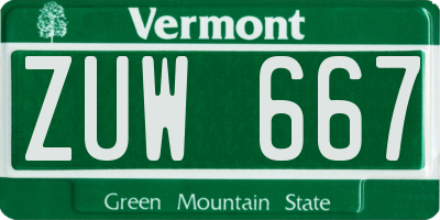 VT license plate ZUW667
