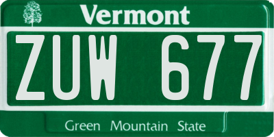 VT license plate ZUW677