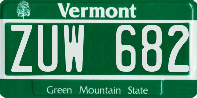 VT license plate ZUW682