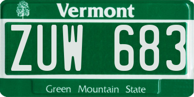 VT license plate ZUW683