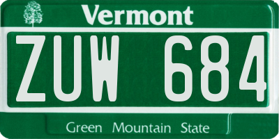 VT license plate ZUW684