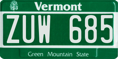 VT license plate ZUW685
