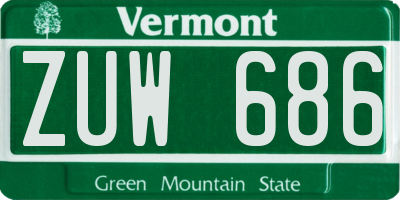 VT license plate ZUW686