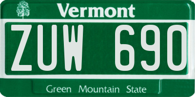 VT license plate ZUW690