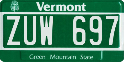 VT license plate ZUW697