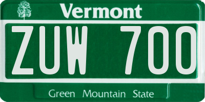 VT license plate ZUW700
