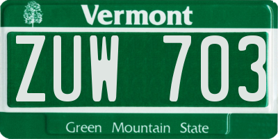 VT license plate ZUW703