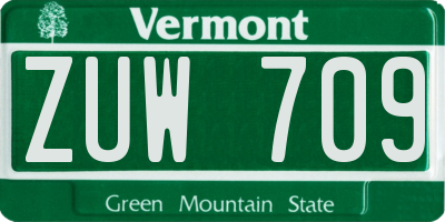 VT license plate ZUW709
