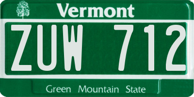 VT license plate ZUW712
