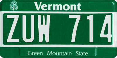 VT license plate ZUW714