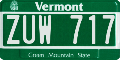 VT license plate ZUW717