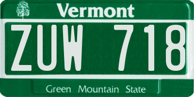 VT license plate ZUW718