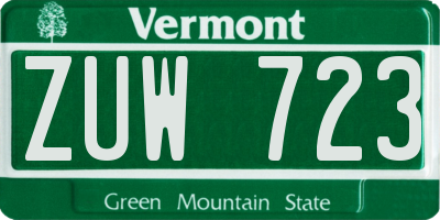 VT license plate ZUW723