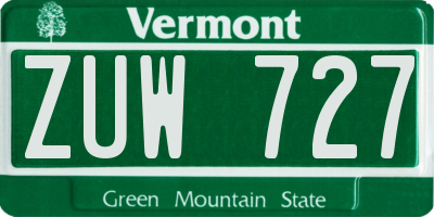 VT license plate ZUW727