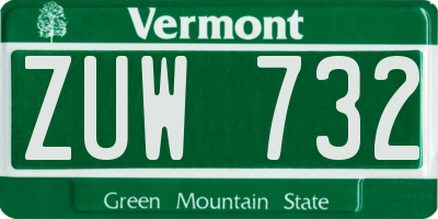 VT license plate ZUW732