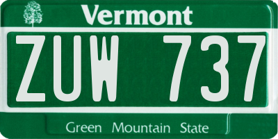 VT license plate ZUW737