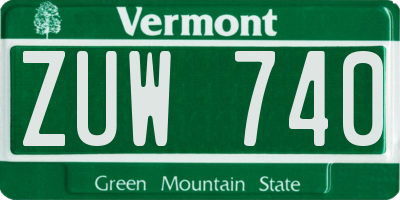 VT license plate ZUW740