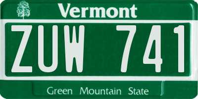 VT license plate ZUW741