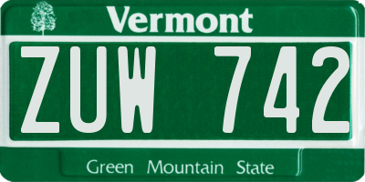 VT license plate ZUW742