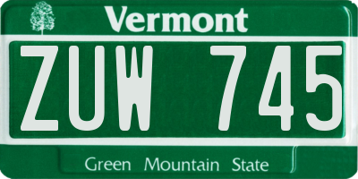 VT license plate ZUW745
