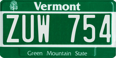 VT license plate ZUW754