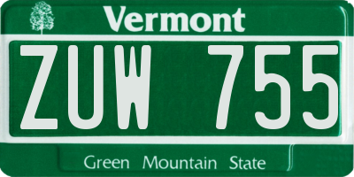VT license plate ZUW755