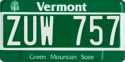 VT license plate ZUW757