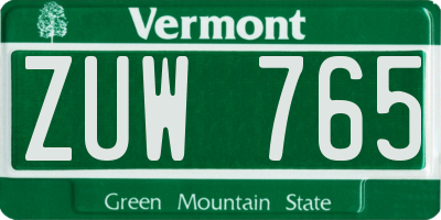 VT license plate ZUW765