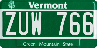 VT license plate ZUW766