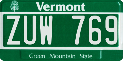 VT license plate ZUW769