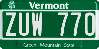 VT license plate ZUW770