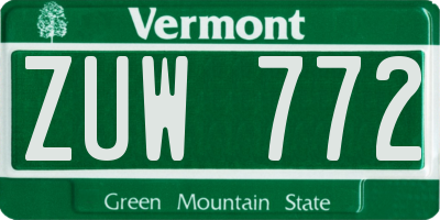 VT license plate ZUW772