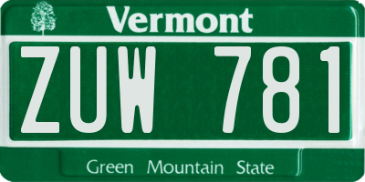 VT license plate ZUW781