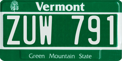 VT license plate ZUW791