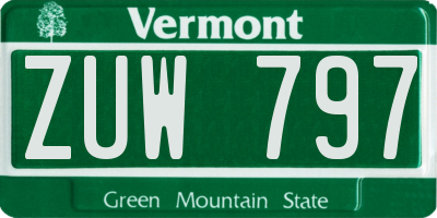 VT license plate ZUW797