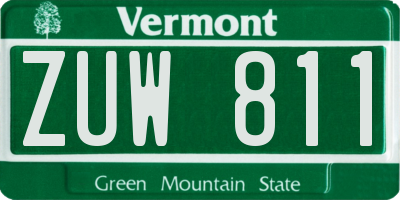 VT license plate ZUW811