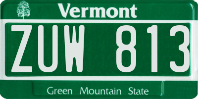 VT license plate ZUW813