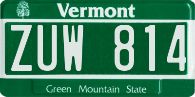 VT license plate ZUW814
