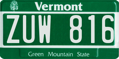 VT license plate ZUW816